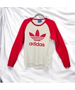 Original Adidas Jersey Men Small White Red Raglan Long Sleeve Retro Tref... - £18.48 GBP