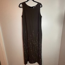 Casual Corner Dress 100% Silk Maxi Dress Size 12 Sleeveless Brown Floral... - $673.63 MXN