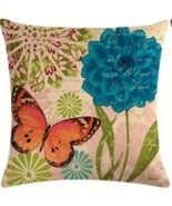 Handcrafted ~ European ~ Retro ~ Butterfly &amp; Floral ~ 17.7&quot; Pillow Cover... - $38.36 CAD