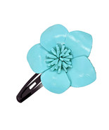 Cute and Colorful Blue Tropical Flower Leather Hair Clip - £7.56 GBP