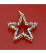 14K Yellow Gold Star Pendant Charm, 20 Round Cut 20 Baguette Diamonds - £111.66 GBP