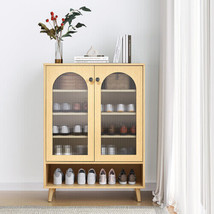 Shoe Storage Cabinet with Adjustable Plates Glass doors - £206.38 GBP