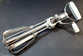 Vintage Stainless Steel Rotary Hand Mixer. Beater Tool WORKS SMOOTH - $24.74