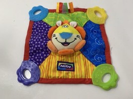 NUBY small lion security blanket teether squeaky teething toy baby lovey - $5.19