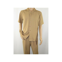 Mens INSERCH 2pc Walking Leisure Suit Shirt Pants Set Short Sleeves 9356 Khaki image 6