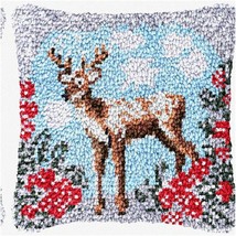 Deer Haven DIY Latch Hook Pillow Kit - Beginner&#39;s Embroidery Cushion Set with Pr - £43.49 GBP