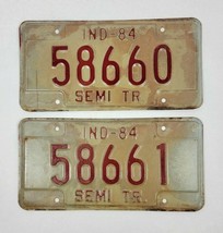 1984 Indiana Semi Truck License Plate Consecutive Set 58660 &amp; 58661 - $33.66