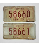 1984 Indiana Semi Truck License Plate Consecutive Set 58660 &amp; 58661 - $33.66
