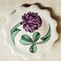 Dansk International Design Porcelain Purple Shamrock Clover Brooch Original Box - £29.57 GBP