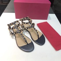 Summer New Clip Rivet Flat Sandals for Women Sexy Open Toe Shoes V  Designer San - £76.75 GBP