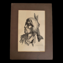 Vtg William McCarthy Native American Bust Signed Limited Edition Drawing... - $79.99