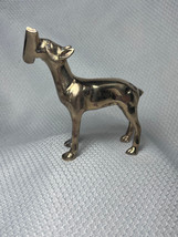 Brass Tall Lean Doberman Pinscher Looking Dog Fetching Paper Vtg Figure ... - £23.94 GBP