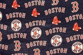 Boston Red Sox on Navy MLB Major League Baseball Print Fleece Fabric #s6564-bf - £10.16 GBP