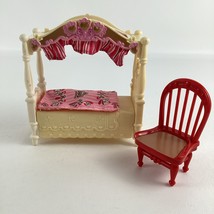 Fisher Price Loving Family Dollhouse Furniture Canopy Bed Chair Kid Bedr... - $368.45 MXN