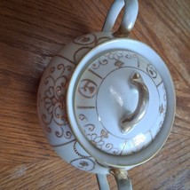 Nippon Hand Painted Raised Gold Gilt  Sugar Bowl With Lid - $10.96 CAD