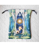 Tarot or Oracle Card Deck Bag, 5&quot; x 7&quot; Orange Ginger Kitty Cat Forest Stars - £9.95 GBP