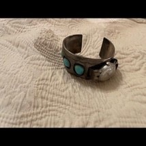 Southwestern Vintage Santa Fe, turquoise, nugget bracelet, watch Navajo ... - $475.92