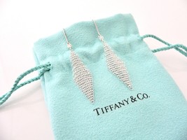 Tiffany &amp; Co Silver Diamond Mesh Earrings Drop Dangling Dangle Love Gift... - £757.78 GBP