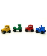 4 Vintage Mini Metal Cars Die Cast Toy Lot Red, Yellow, Blue &amp; Green - £16.19 GBP