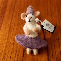 Nwt Gry &amp; Sif Felted Wool Bunny Collector Ornament - Purple SKIRT/NECKLACE - £11.90 GBP