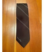 Vintage Oscar de la Renta Logo Brown Striped Necktie Tie - £14.94 GBP