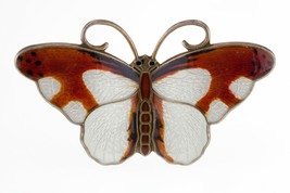 Hroar Prydz Enamel Butterfly Brooch Sterling Silver Made in Norway Vinta... - $346.49