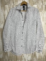 H&amp;M Womens Slim Fit Blouse Size S Button Up White w/ Blue Floral - $433.14 MXN