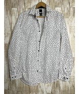 H&amp;M Womens Slim Fit Blouse Size S Button Up White w/ Blue Floral - $433.14 MXN