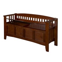 Split Seat Storage Accent Bench in Walnut Wood Finish - $492.35 CAD