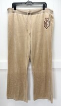 Juicy Couture Velour Pants 0X (37&quot;Waist) Beige Wide Leg Pull On Lounge Bling Y2K - £27.10 GBP