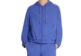 DKNY Womens Sport Varsity stripe Hooded Jacket Size X-Large Color Royal Blue - £86.04 GBP