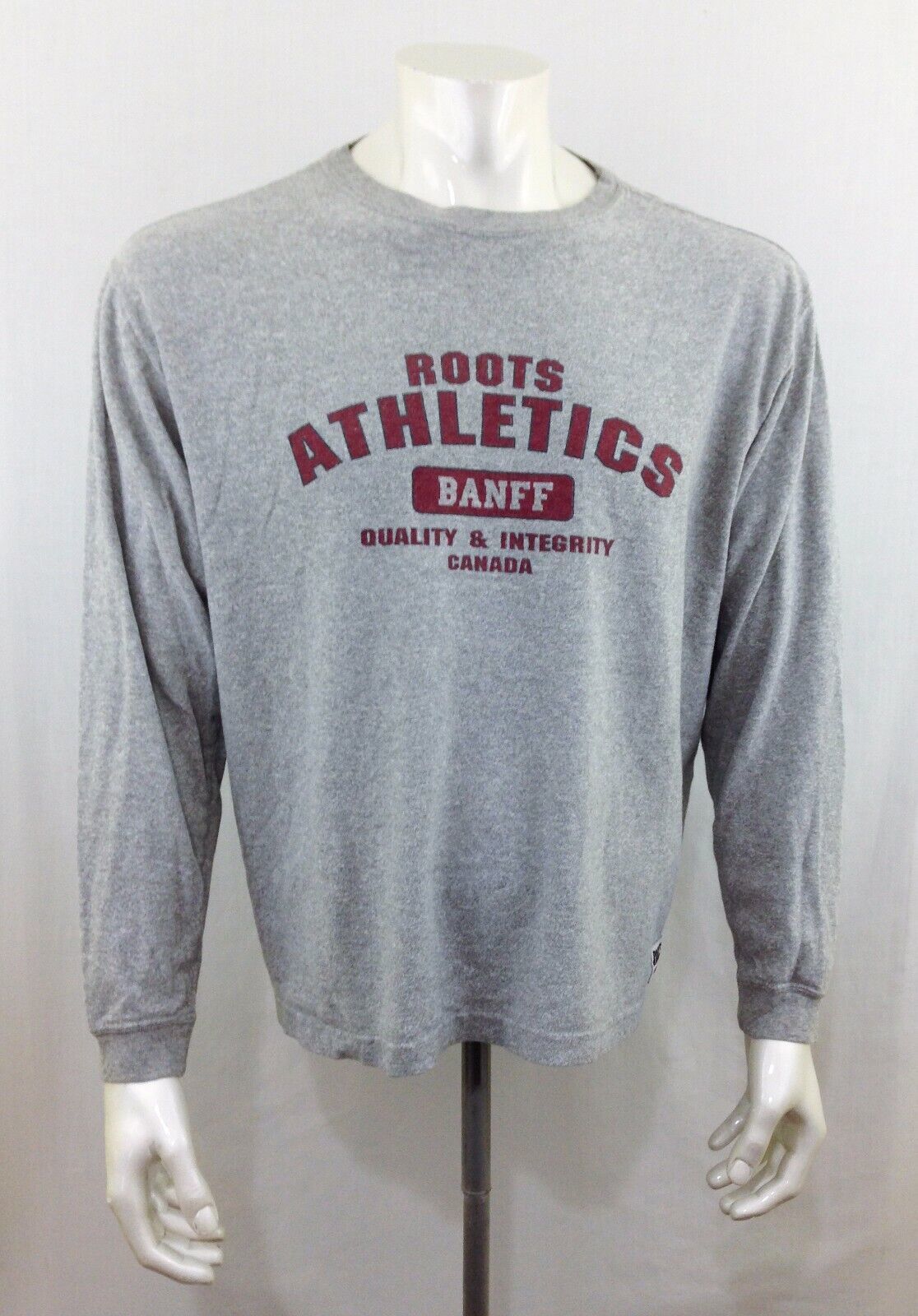 Primary image for Roots Athletics Banff Men's Medium Gray Long Sleeve Spell Out Crew Neck T Shirt