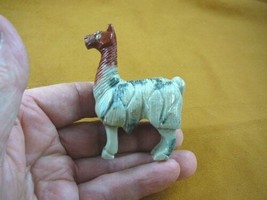 (Y-LLA-ST-403) Gray Red Llama Carving Stone Soapstone Figurine Peru Love Llamas - £16.90 GBP