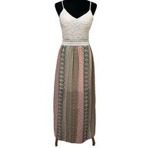 Vine And Valley Floral Lace Embroidered Pink Sage Green Boho Maxi Dress ... - $14.99