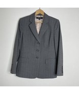 Kasper Blazer Size 8P Petite Gray Striped Button Front Career Jacket - $372.98 MXN