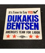 Dukakis Bentsen Team For Labor Presidential Button KG Election Campaign Pin - $11.08 CAD