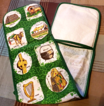 2 Handed Irish Double Potholder Caravan St Patrick&#39;s Bell Irish Cross Co... - £10.05 GBP