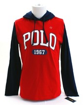 Polo Ralph Lauren Red &amp; Blue Long Sleeve Hooded Hoodie Shirt Men&#39;s NWT - $69.99