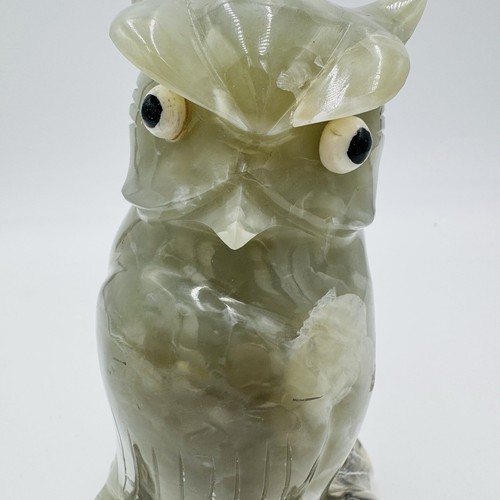Alabaster Owl Sculpture Figurine Bird 8in Italy Marble Large Vintage Hand Carved Item image 8
