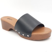 Style &amp; Co Women Slide Sandals Deviee Size US 5.5M Black Smooth Faux Lea... - £22.75 GBP