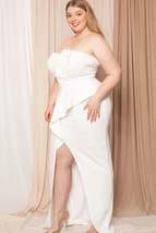 Plus Size White Pleated Detail Tube Top Maxi Dress - $35.00