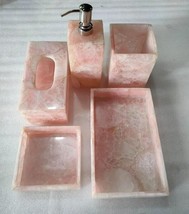 5 Pcs Rose Quartz Bath Set, Agate Bathroom Accessories Set, Occasional Gifts - £743.86 GBP