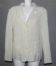 Great Cavalier Lightweight Textured Wormy Velour Cream Stretch Jacket Wm... - $27.99