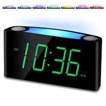 Alarm Clock For Bedroom, 7.5&quot; Large Display Led Digital Clock With 7 Col... - £31.45 GBP