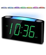 Alarm Clock For Bedroom, 7.5&quot; Large Display Led Digital Clock With 7 Col... - £31.46 GBP