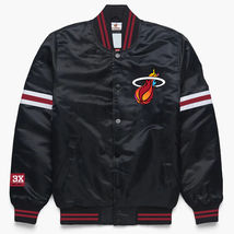 NBA Miami Heat Black Satin Letterman College Baseball Bomber Varsity Jacket - £83.81 GBP