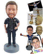 Personalized Bobblehead Fully geared police officer ready for days work with one - £71.90 GBP