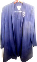 Vtg S.L. Fashions Dark Blue Stripe Sz 18W Womens Business Open Front Jac... - £19.95 GBP