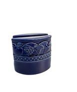 Vintage Cobalt Blue Fruit Motif Ceramic Napkin Holder - $12.75