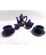 Limoges France Miniature Cobalt Blue 9 Piece Tea Set Repo Couple Dancing... - £31.44 GBP